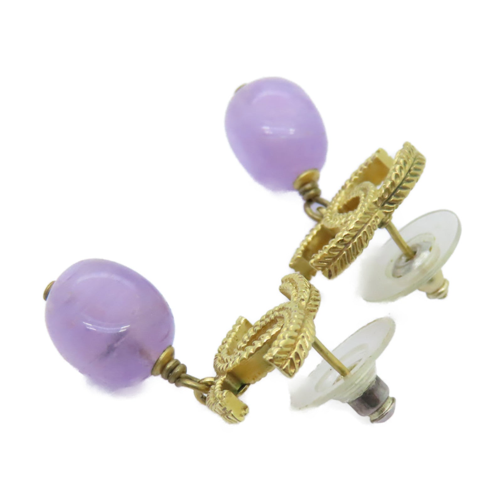 CHANEL 金屬Earrings耳環紫色/金色