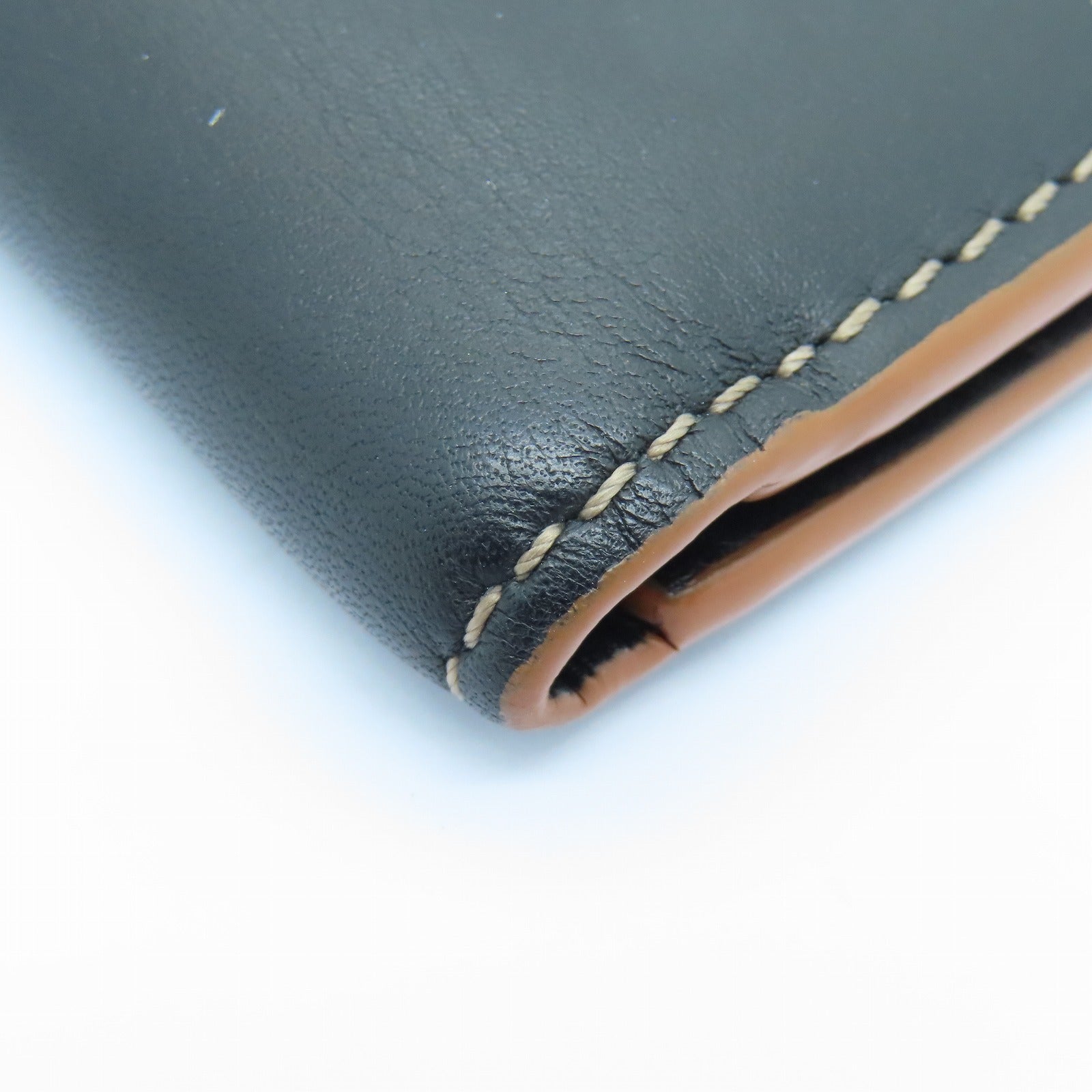 LOEWE Sheepskin Leather Card Case Black Brown