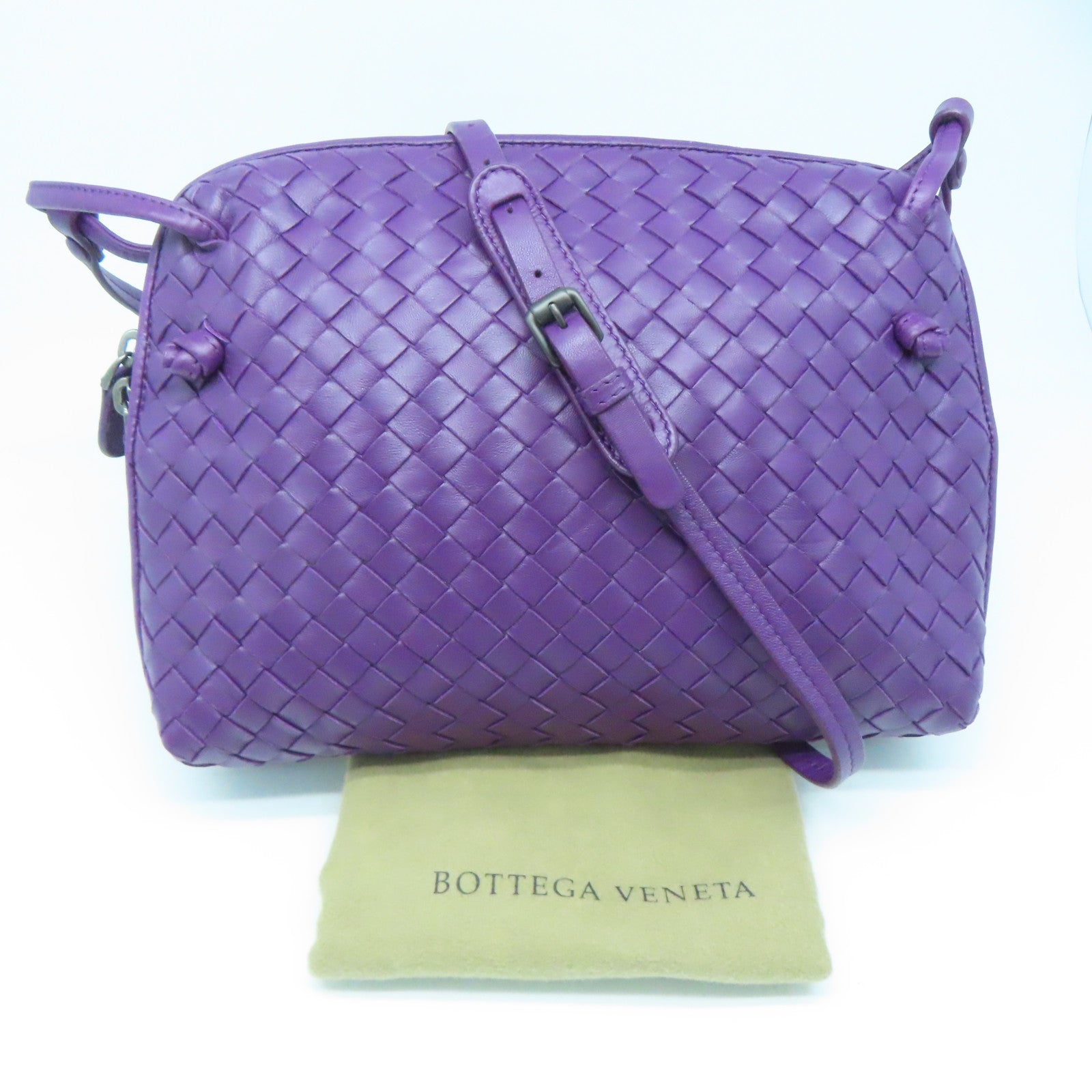 BOTTEGA VENETA 织纹皮革Shoulder Bag肩背袋紫色