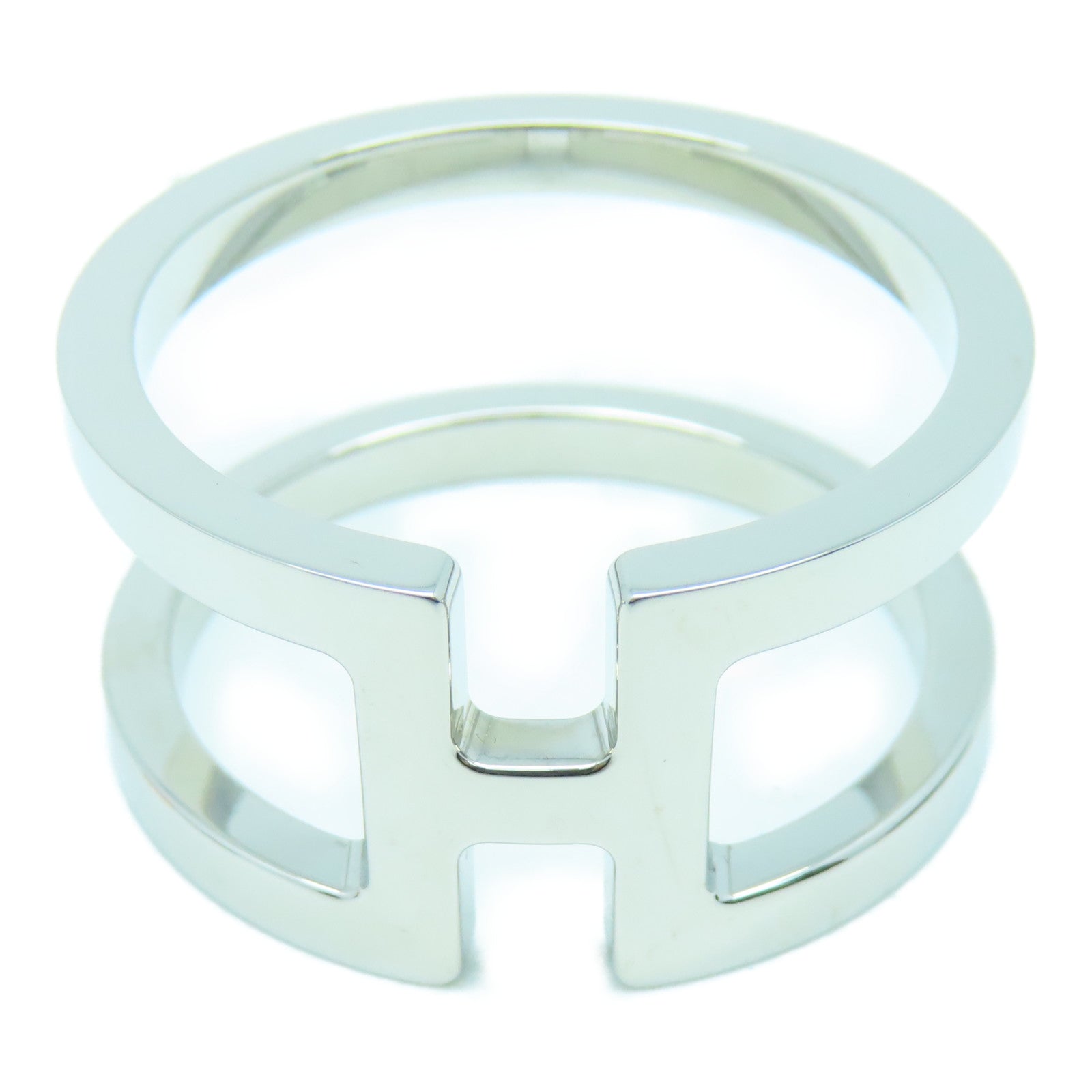 HERMES 金屬H en Rond Scarf Ring絲巾扣銀色