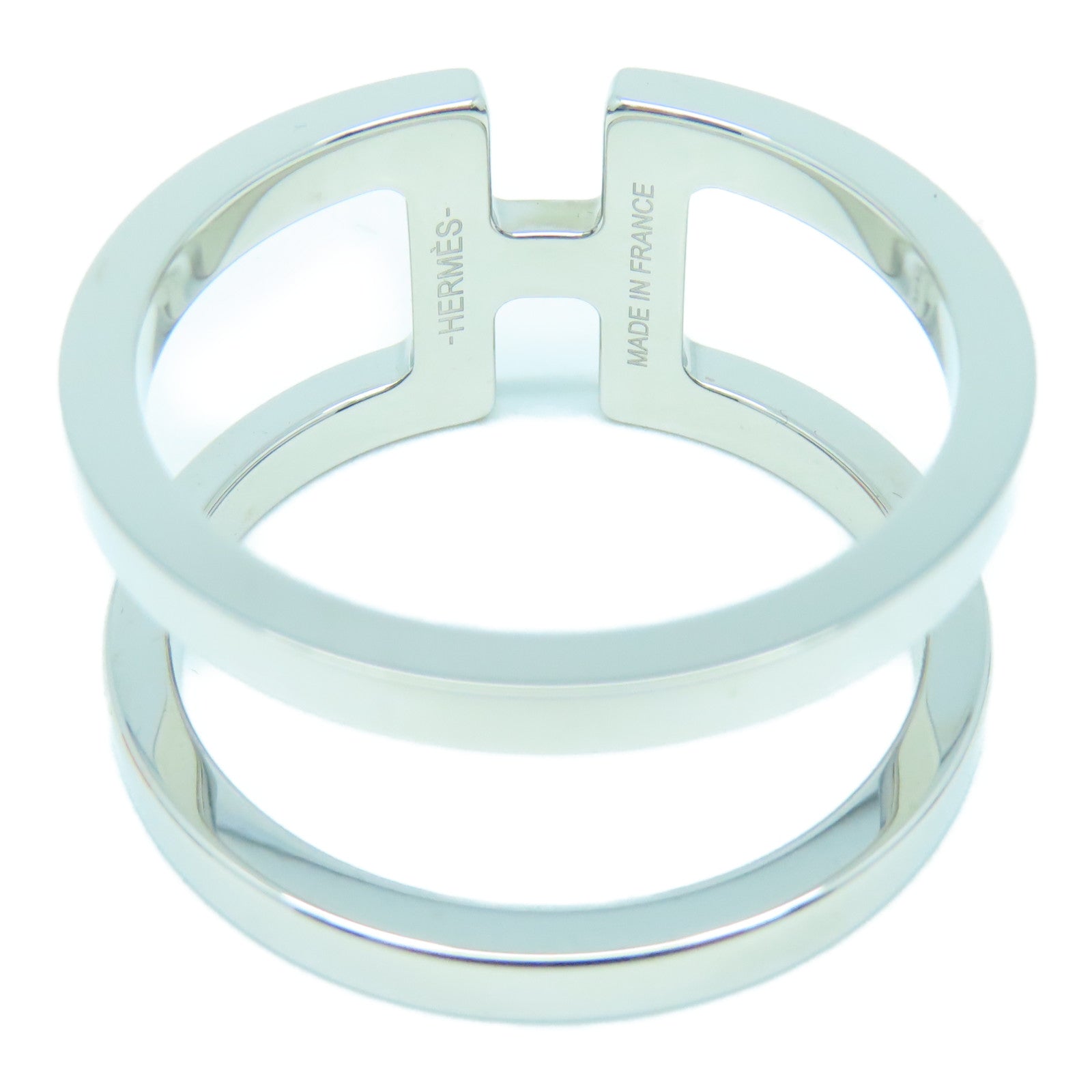 HERMES 金屬H en Rond Scarf Ring絲巾扣銀色