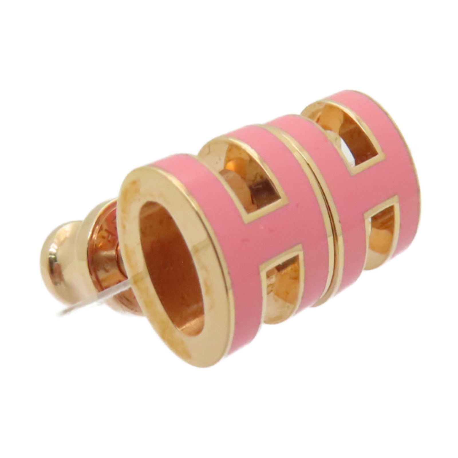 HERMES Metal Mini Pop H Earrings Pink/Gold