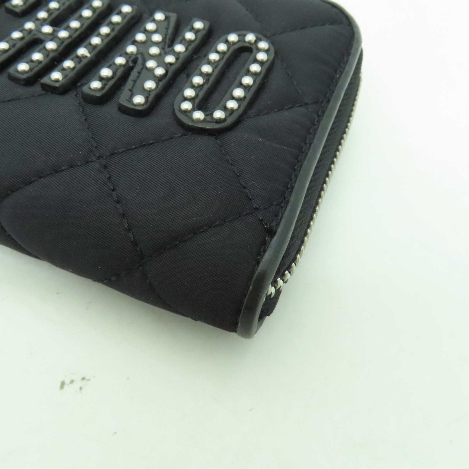 MOSCHINO 尼龍Zippied Long Wallet銀扣長錢包黒色