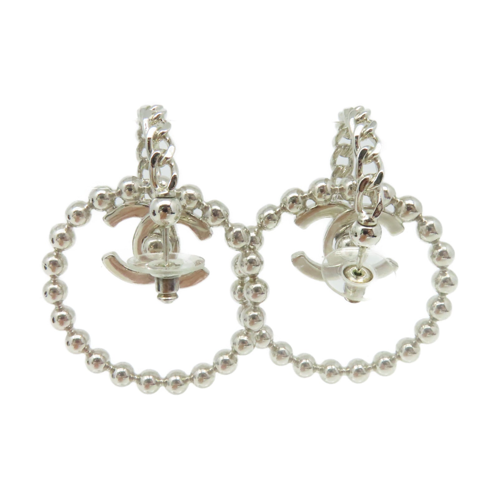 CHANEL 金屬CC Earrings耳環銀色