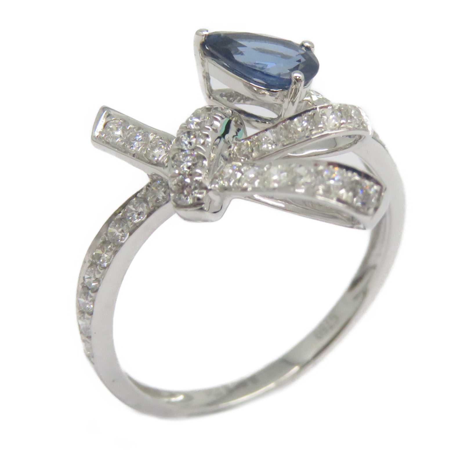 JEWELRY 18K白金Sapphire Diamond Ring 0.46ct藍寶石/0.372ct鑽石戒指US#6.5