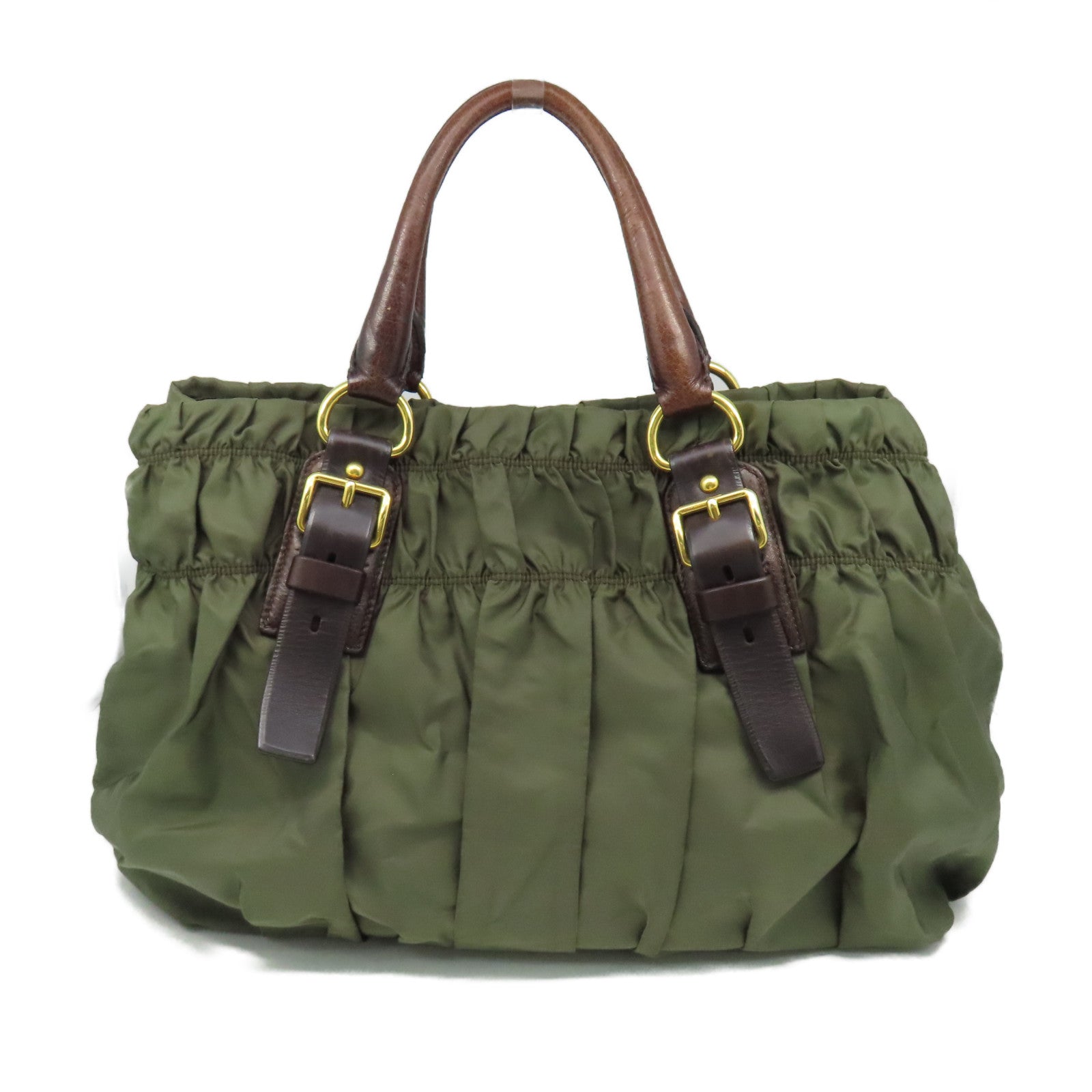 PRADA 尼龍Tote Bag手挽袋軍綠色/啡色