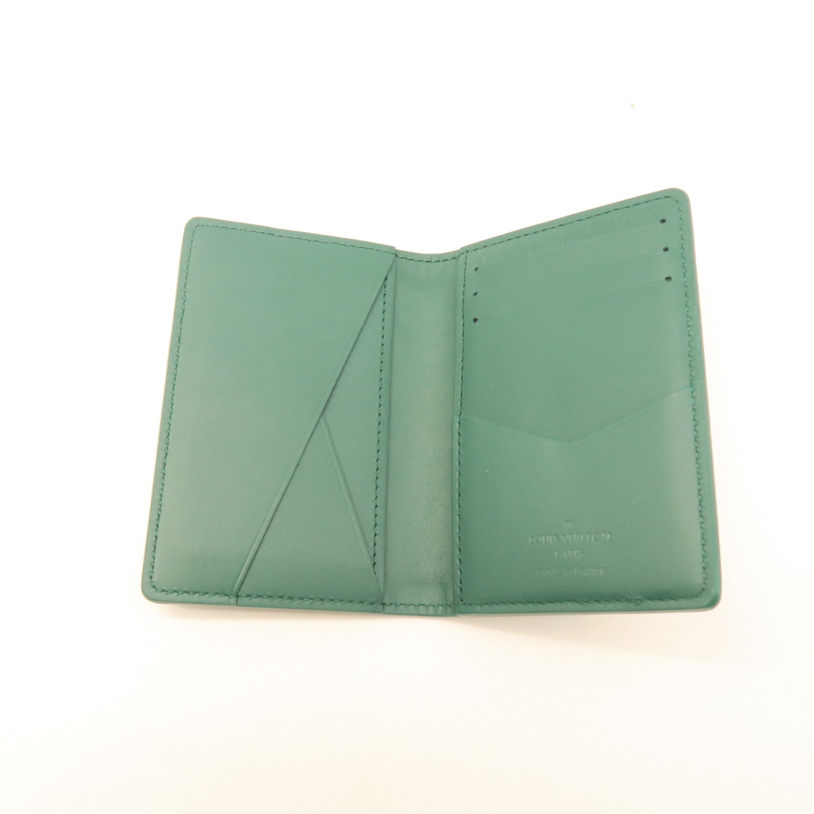 LOUIS VUITTON Cowhide Leather Aerogram Pocket Organizer Card Holder Green