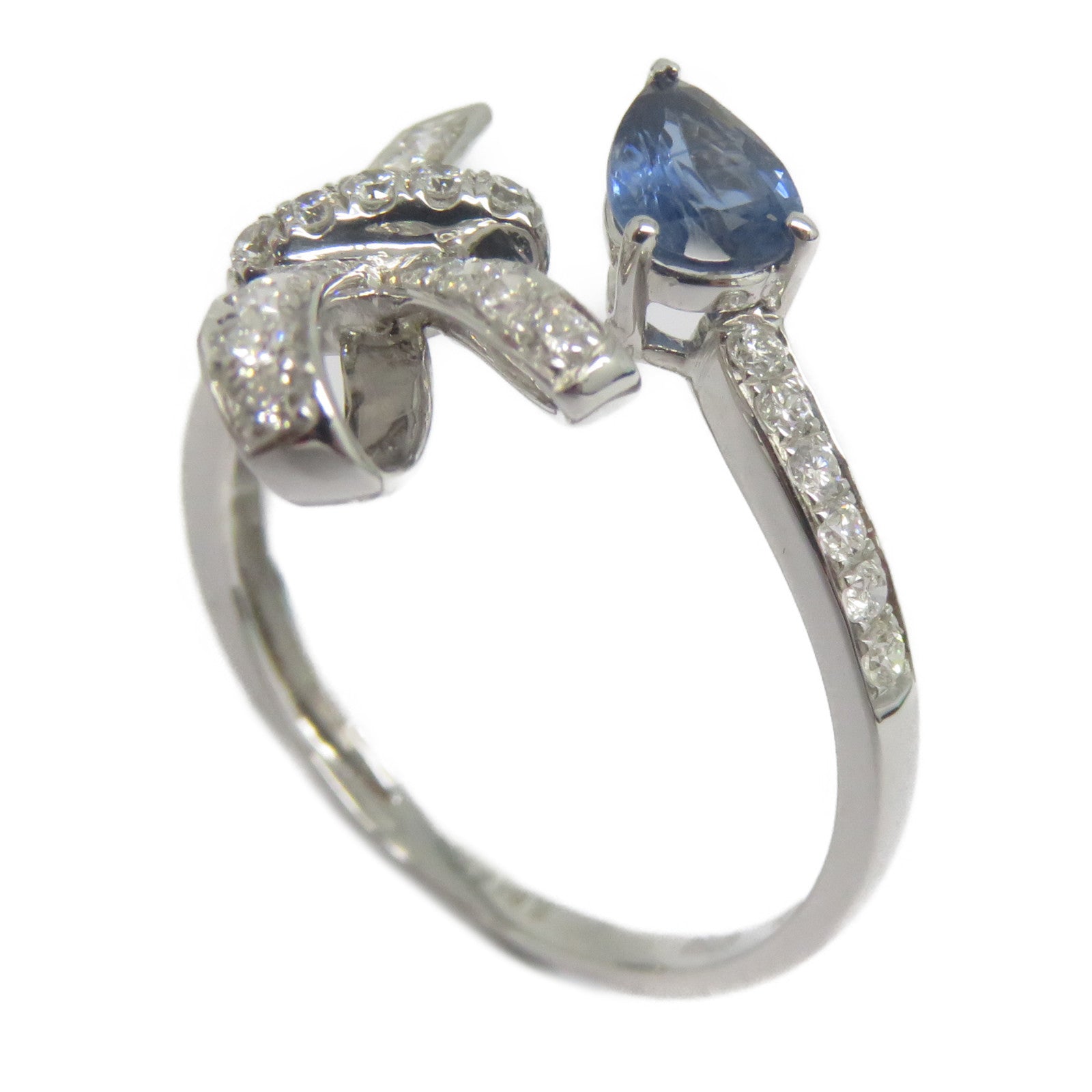 JEWELRY 18K白金Sapphire Diamond Ring 0.46ct藍寶石/0.372ct鑽石戒指US#6.5