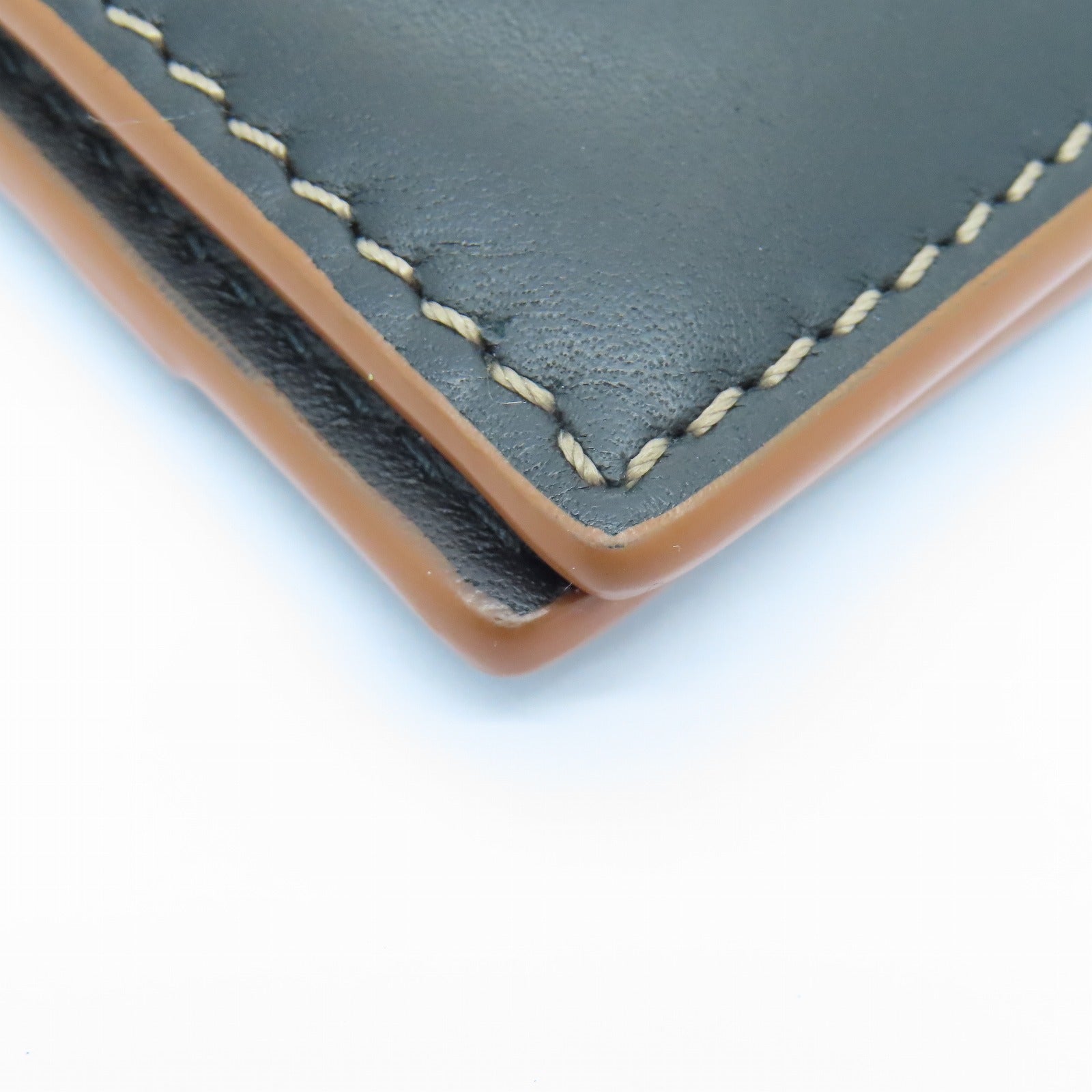 LOEWE Sheepskin Leather Card Case Black Brown