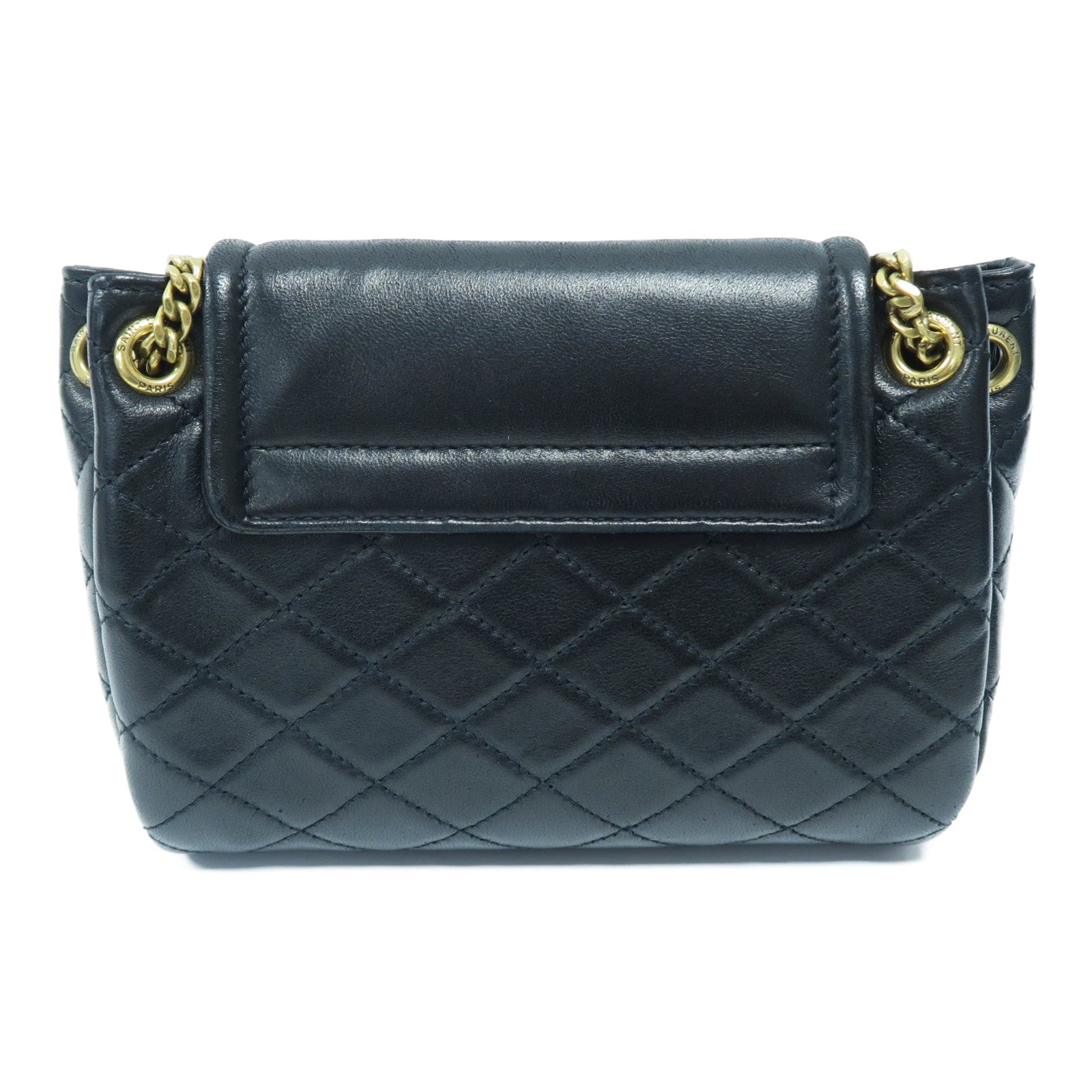 SAINT LAURENT 羊皮皮革Mini Nolita金扣鏈帶肩背袋黑色