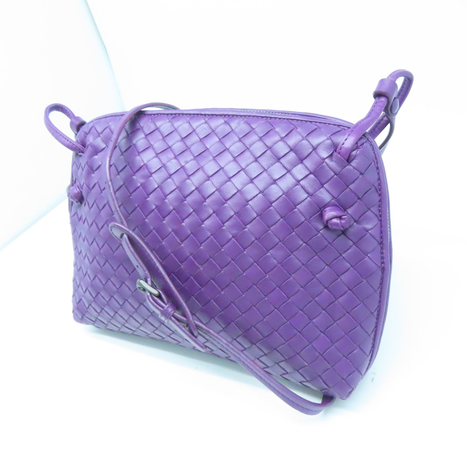 BOTTEGA VENETA 织纹皮革Shoulder Bag肩背袋紫色