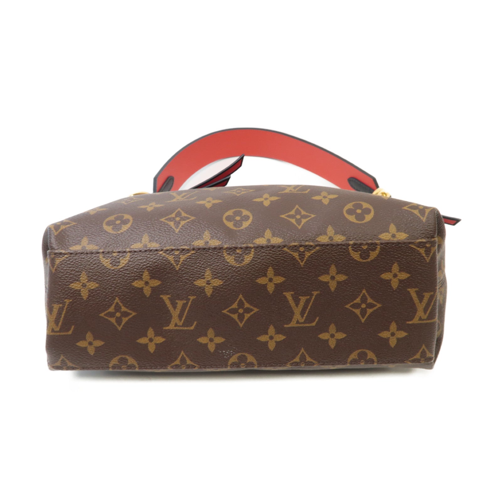 LOUIS VUITTON Monogram Tuileries Besace金扣手挽肩背兩用袋啡色/紅色