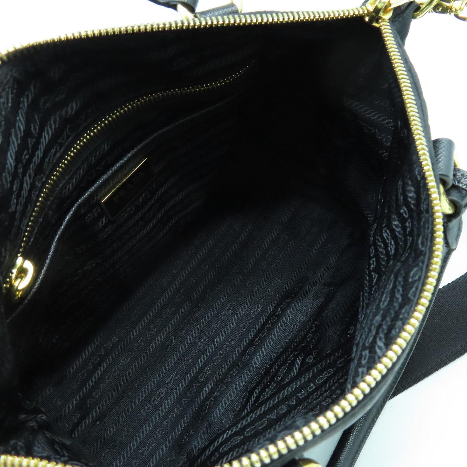 PRADA 尼龍/牛皮皮革2 Way Shoulder Bag金扣手挽肩背兩用袋黑色