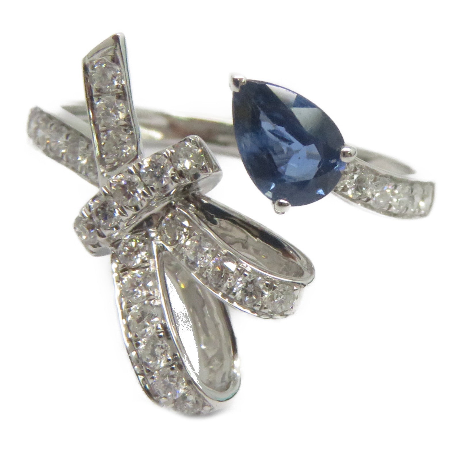 JEWELRY 18K白金Sapphire Diamond Ring 0.46ct藍寶石/0.372ct鑽石戒指US#6.5
