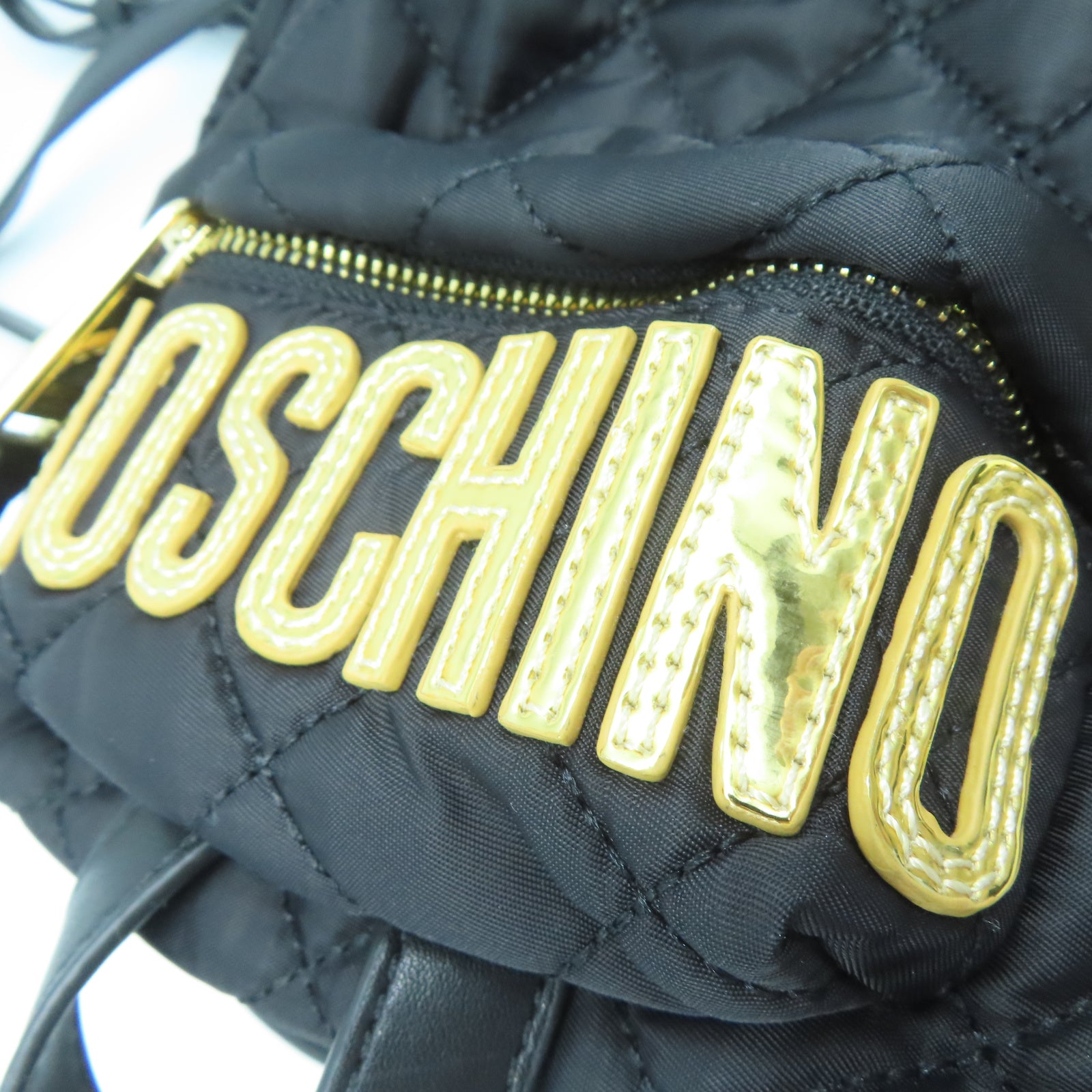 MOSCHINO 尼龍Mini Backpack背包金扣背包黑色