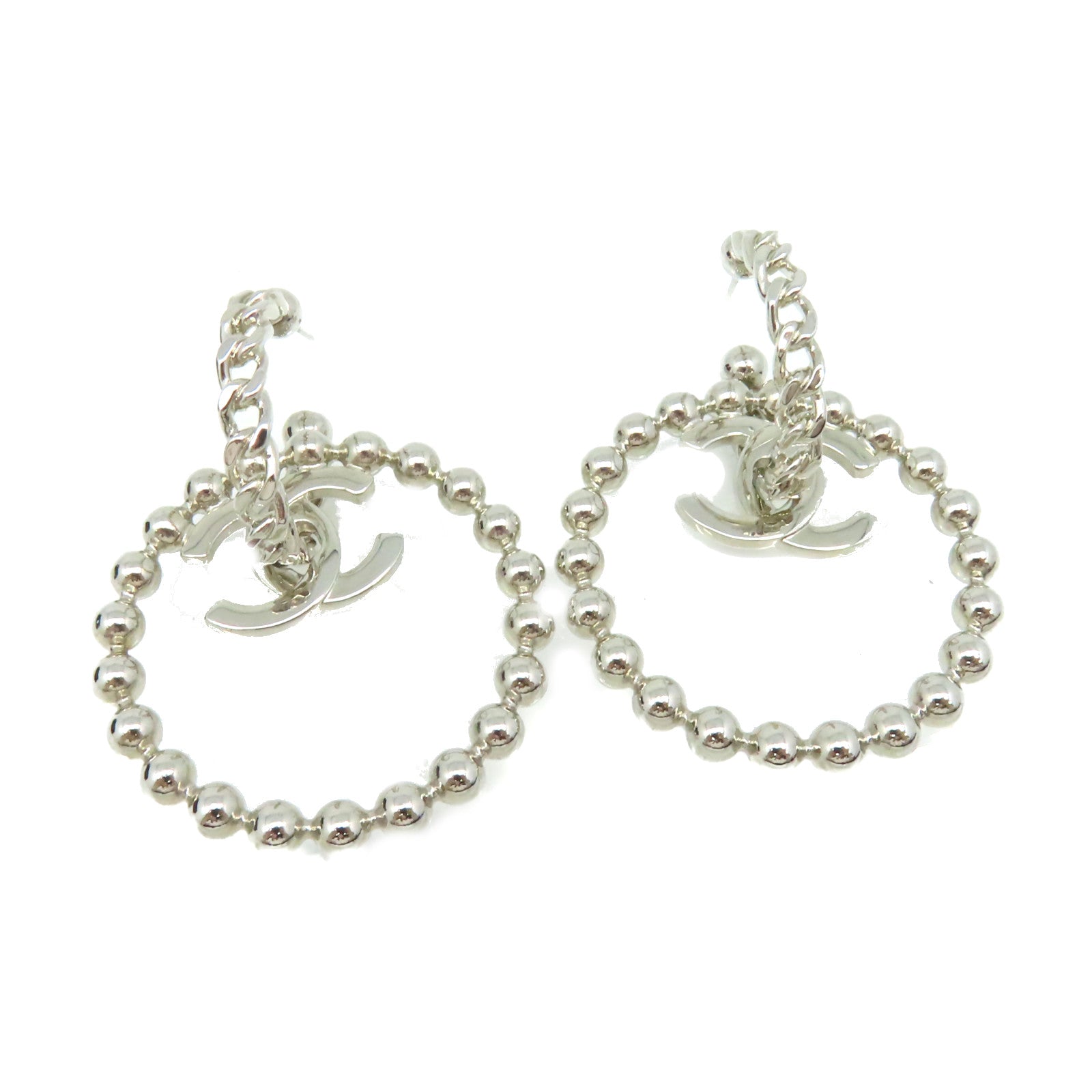 CHANEL 金屬CC Earrings耳環銀色