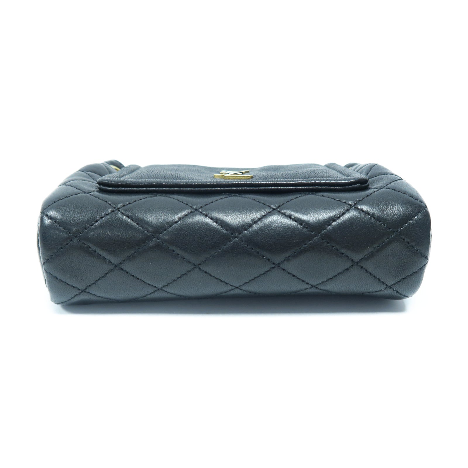 SAINT LAURENT 羊皮皮革Mini Nolita金扣鏈帶肩背袋黑色