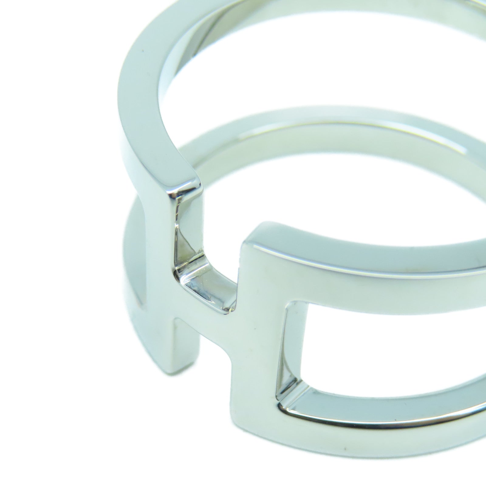 HERMES 金屬H en Rond Scarf Ring絲巾扣銀色