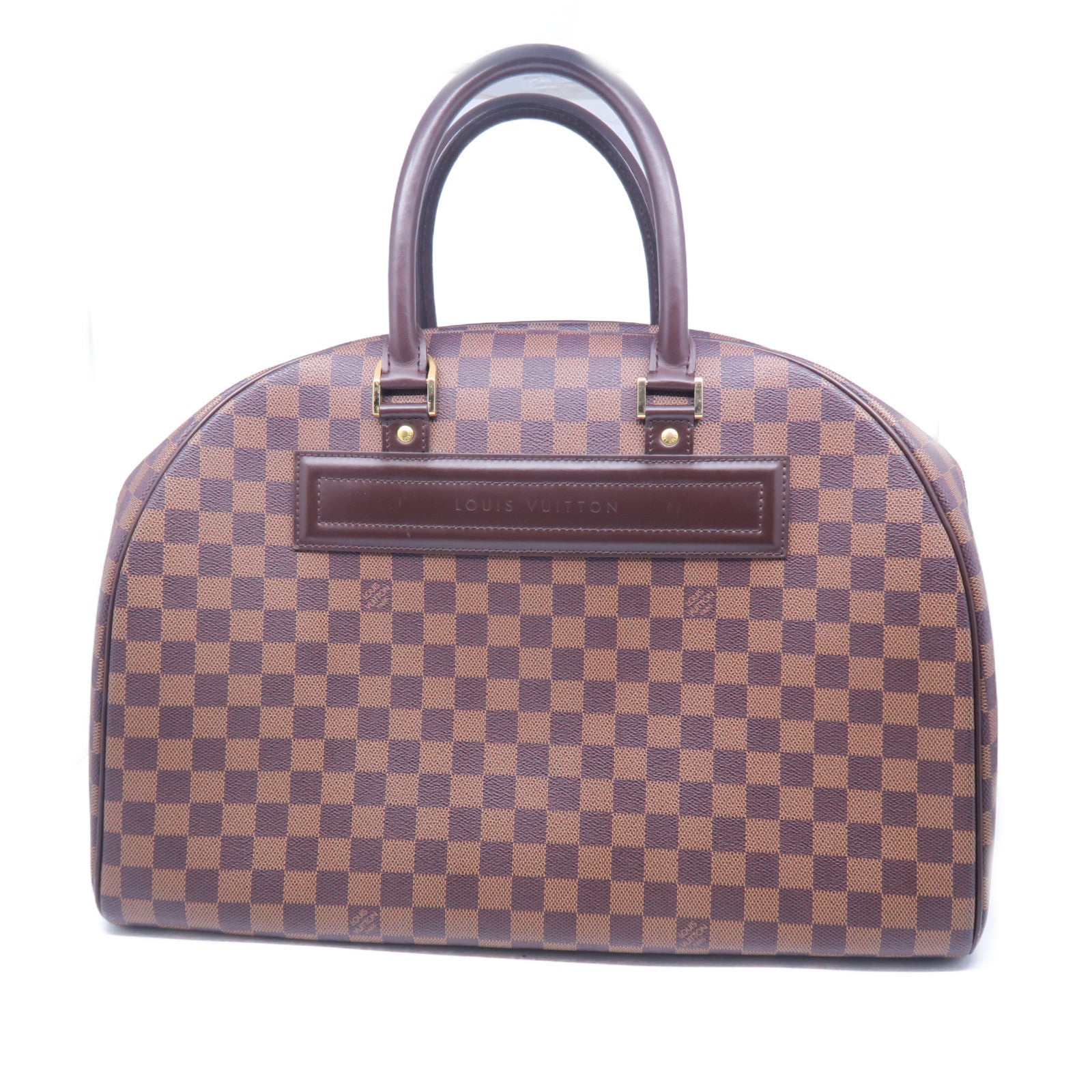 LOUIS VUITTON Damier Nolita 24金扣手挽袋棕色