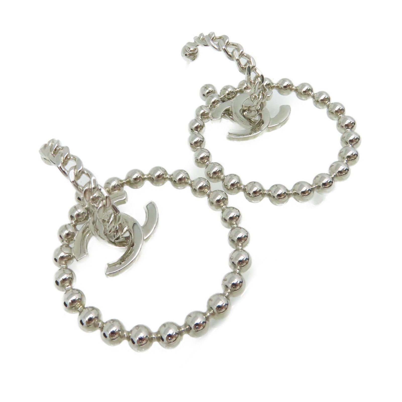 CHANEL 金屬CC Earrings耳環銀色