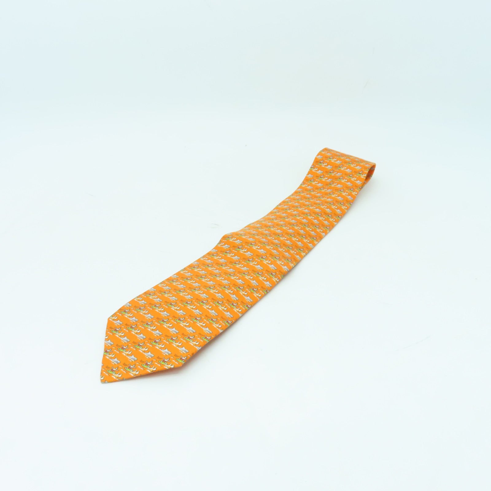 HERMES 丝质Necktie领带橙色