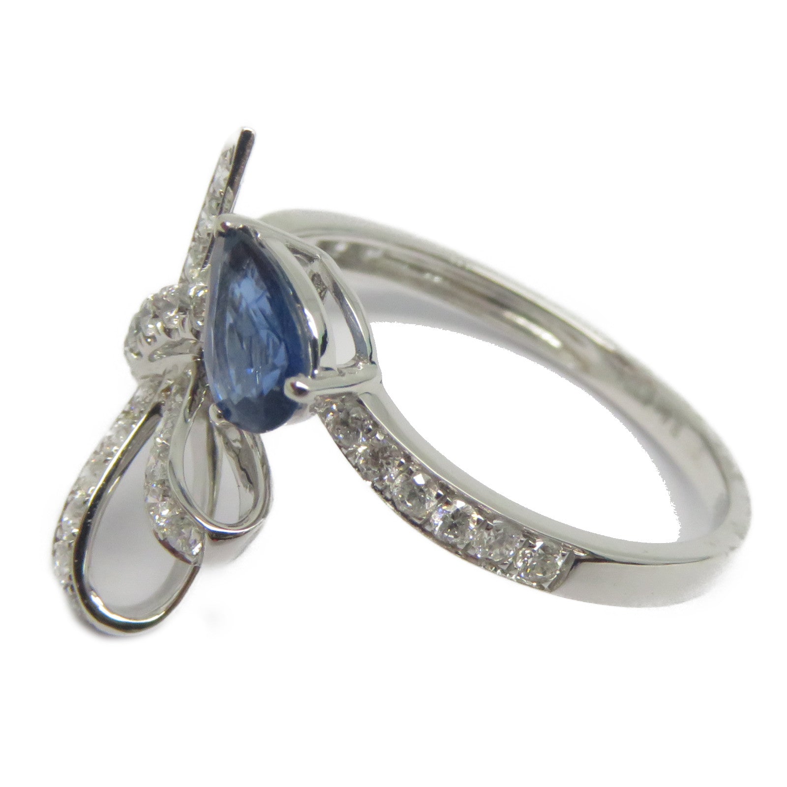 JEWELRY 18K白金Sapphire Diamond Ring 0.46ct藍寶石/0.372ct鑽石戒指US#6.5
