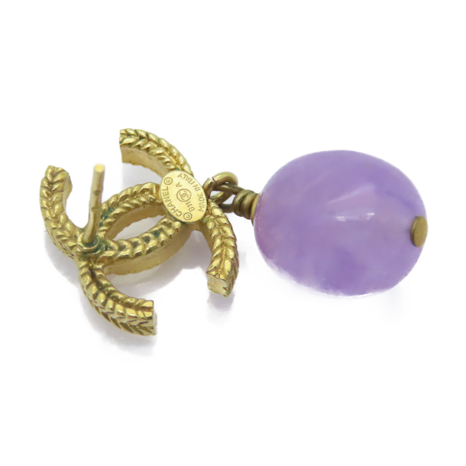 CHANEL 金屬Earrings耳環紫色/金色