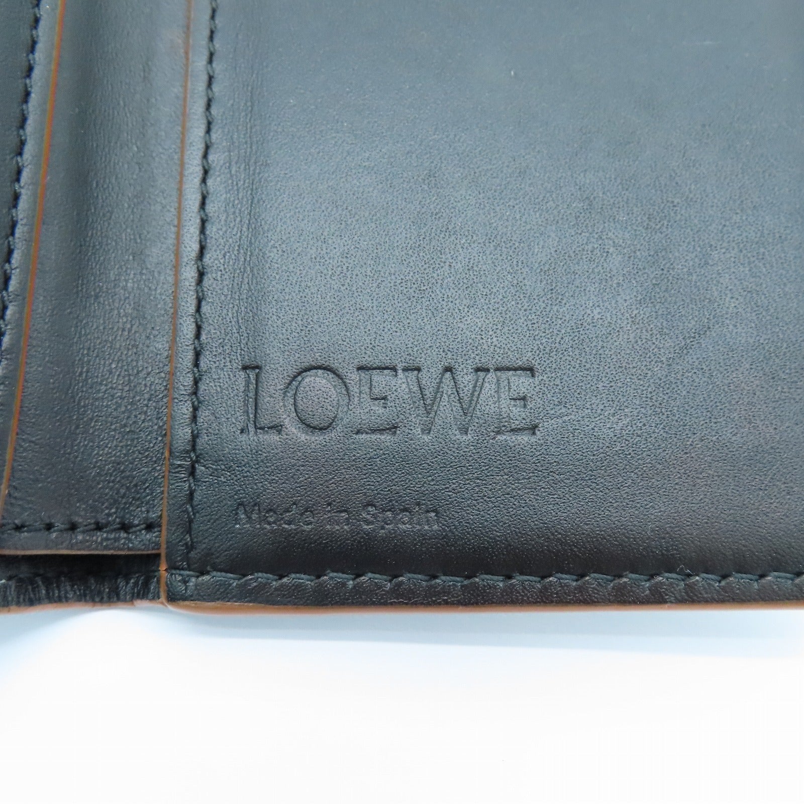 LOEWE Sheepskin Leather Card Case Black Brown