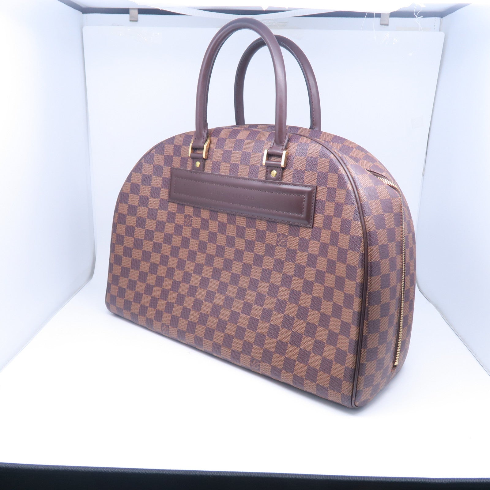 LOUIS VUITTON Damier Nolita 24金扣手挽袋棕色