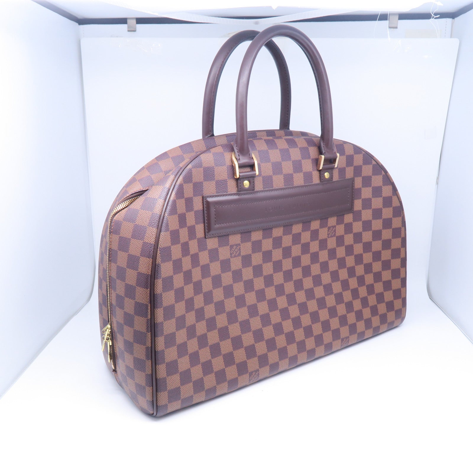 LOUIS VUITTON Damier Nolita 24金扣手挽袋棕色