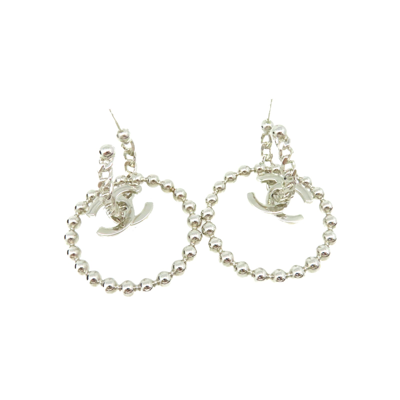 CHANEL 金屬CC Earrings耳環銀色
