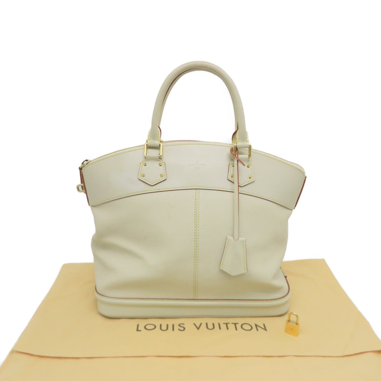 LOUIS VUITTON Sharp Discount Suhali Leather Lockit Handle Bag White Ivory