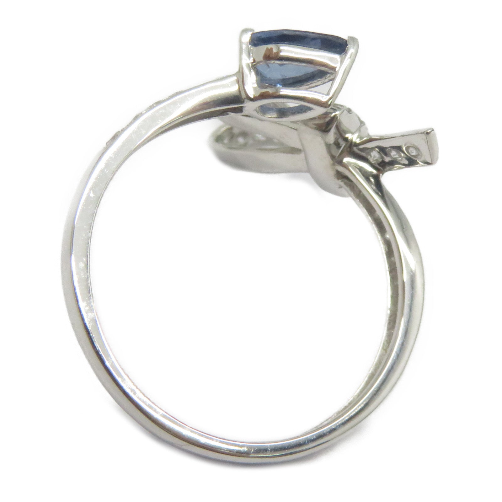 JEWELRY 18K白金Sapphire Diamond Ring 0.46ct藍寶石/0.372ct鑽石戒指US#6.5