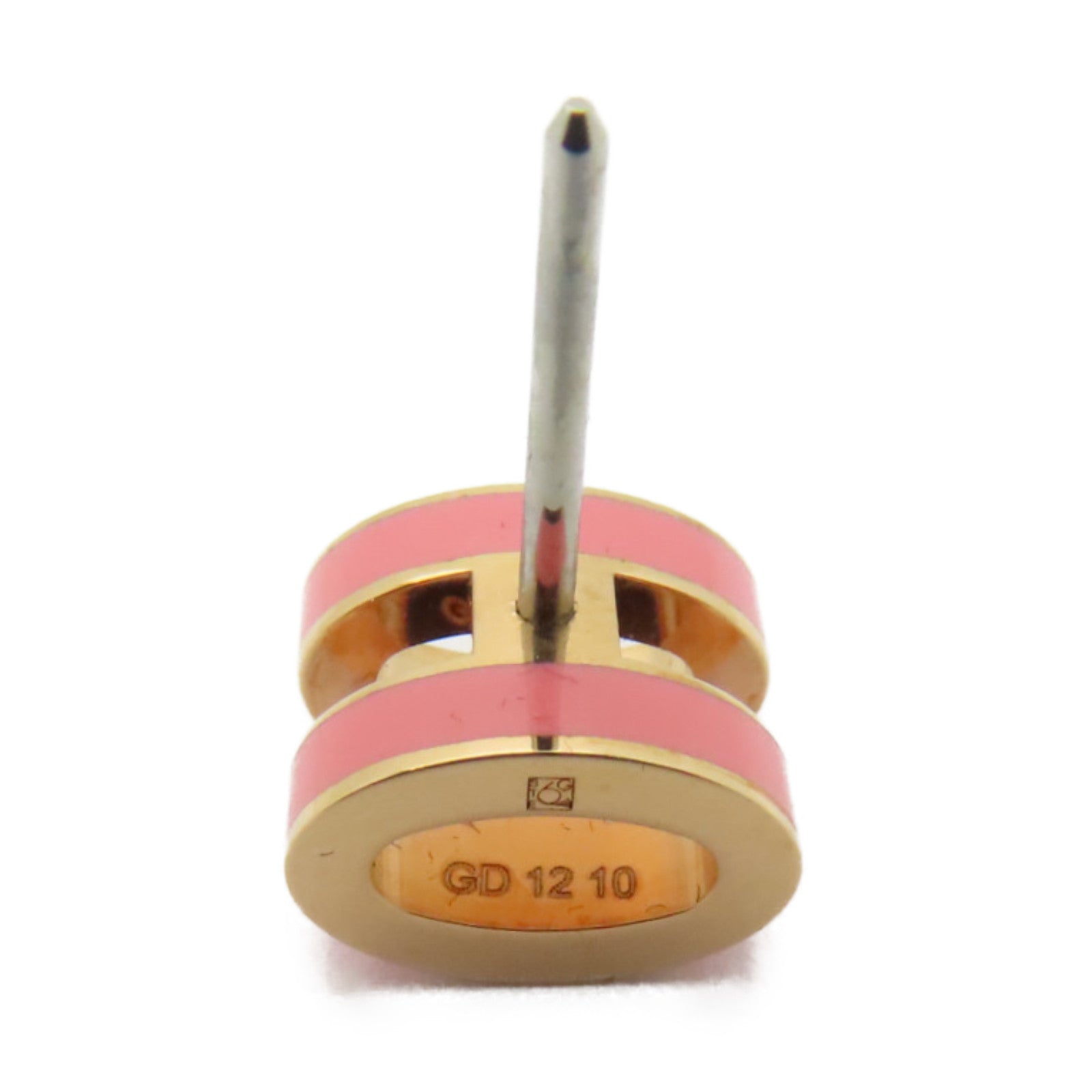 HERMES Metal Mini Pop H Earrings Pink/Gold