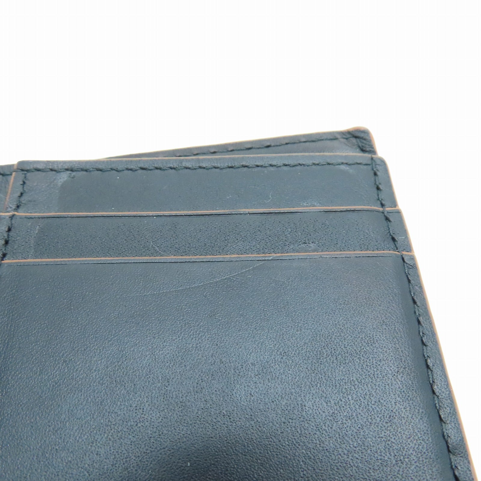 LOEWE Sheepskin Leather Card Case Black Brown