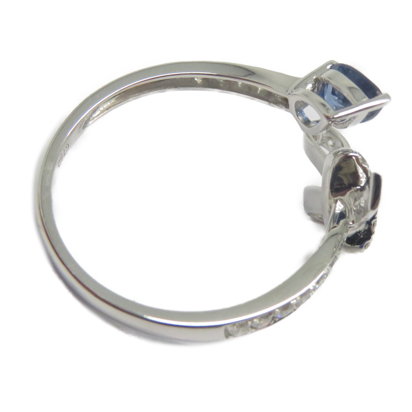 JEWELRY 18K白金Sapphire Diamond Ring 0.46ct藍寶石/0.372ct鑽石戒指US#6.5