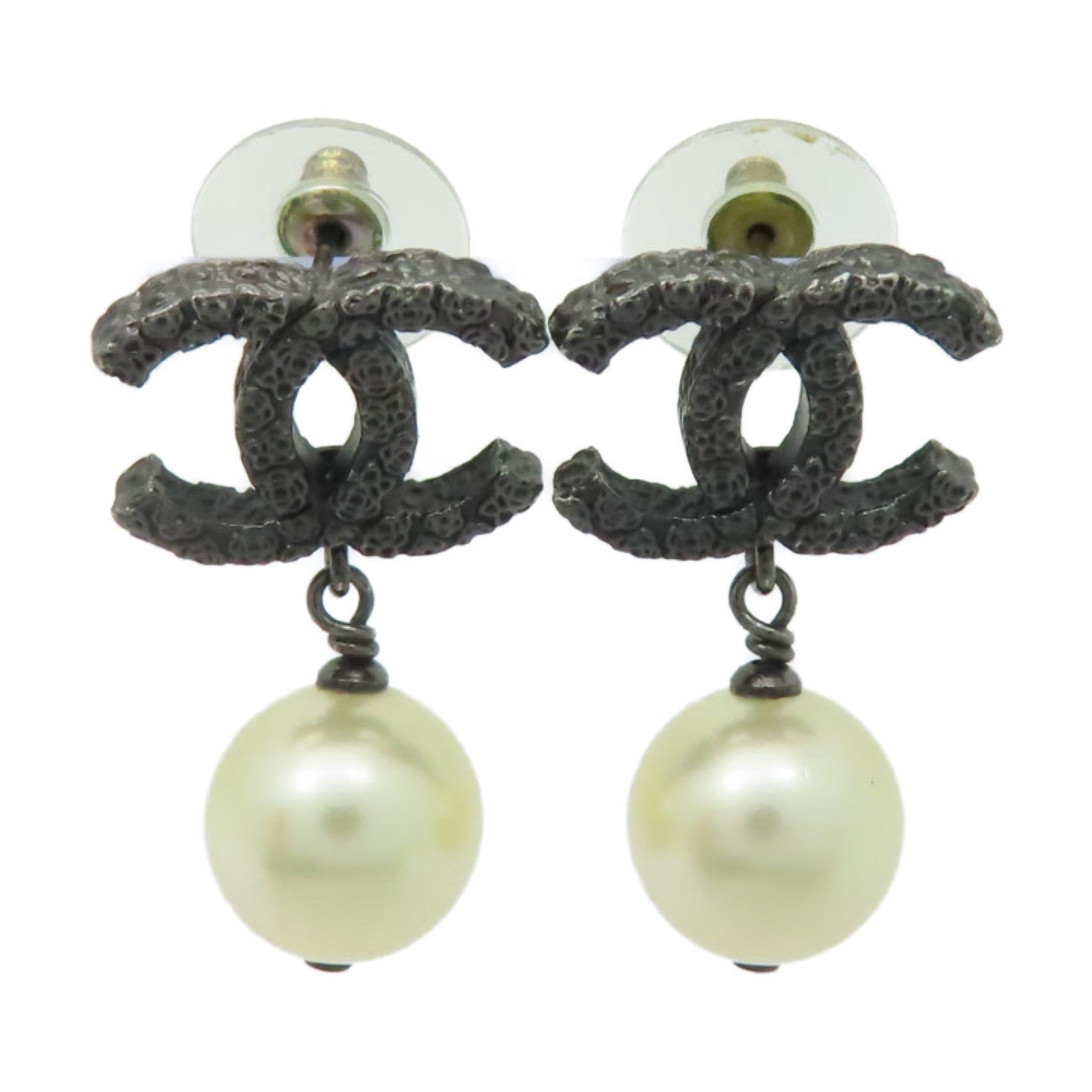 CHANEL 金屬Earrings耳環黑色/白色