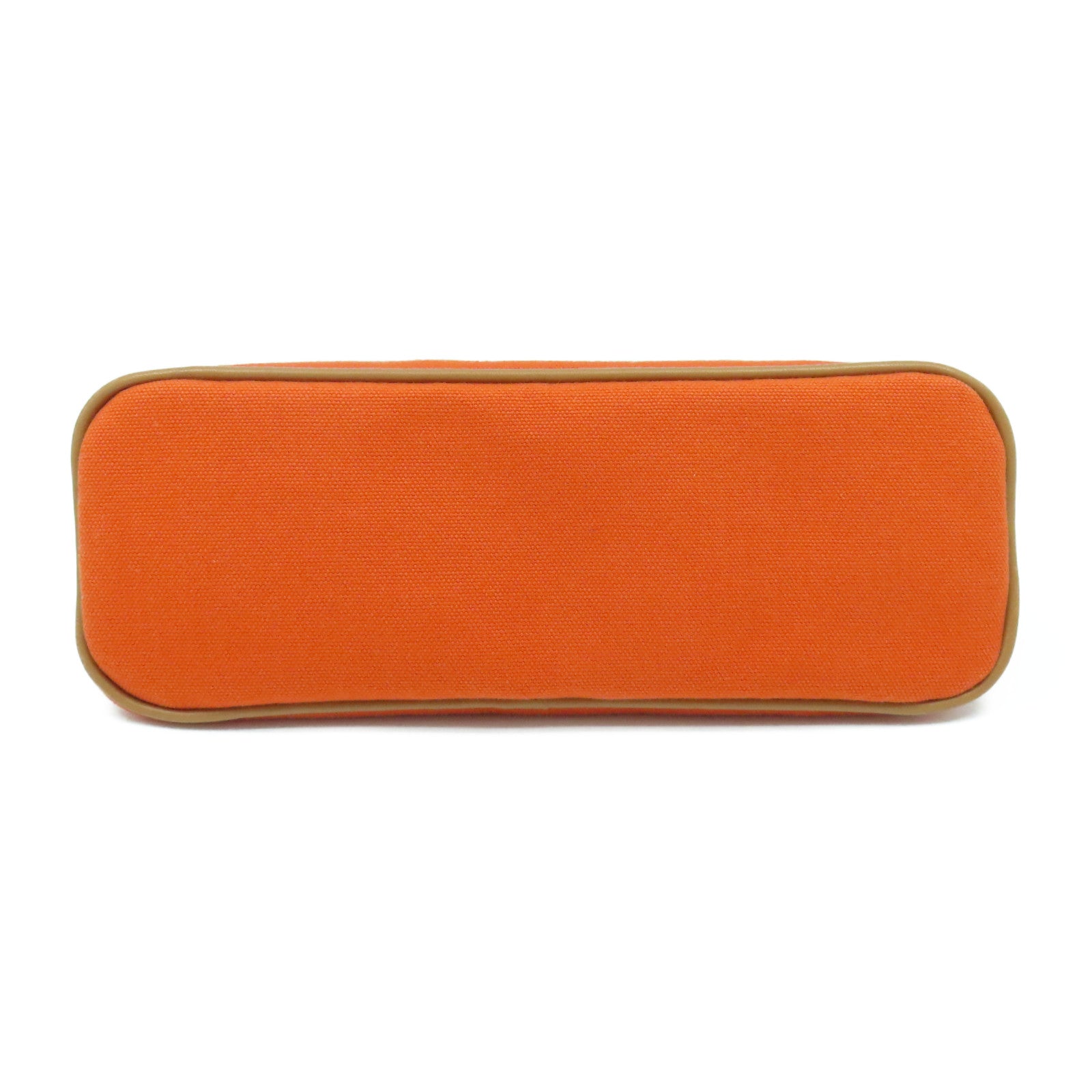 HERMES Toile H帆布Trousse Bolide MM銀扣手拿包橙色