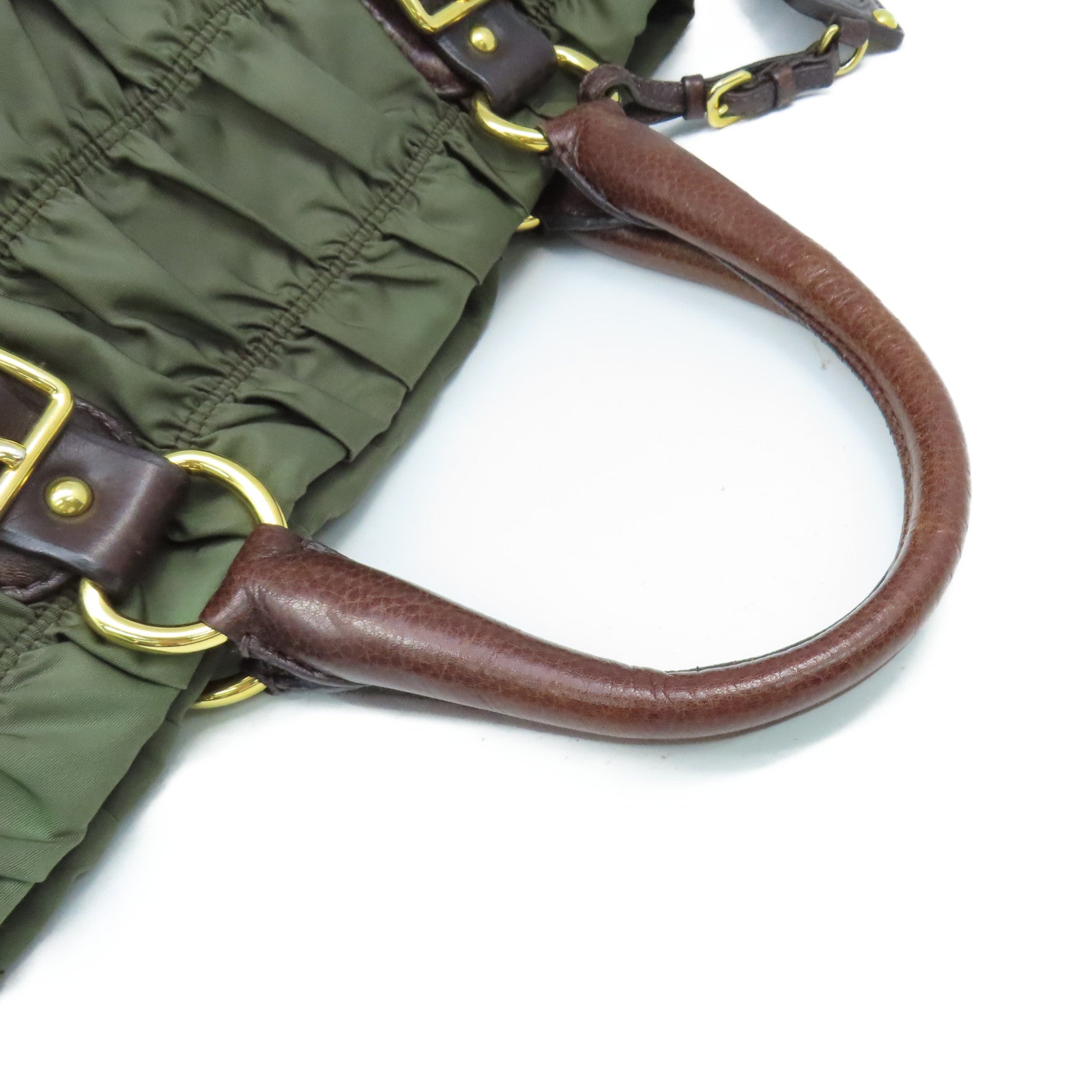 PRADA 尼龍Tote Bag手挽袋軍綠色/啡色