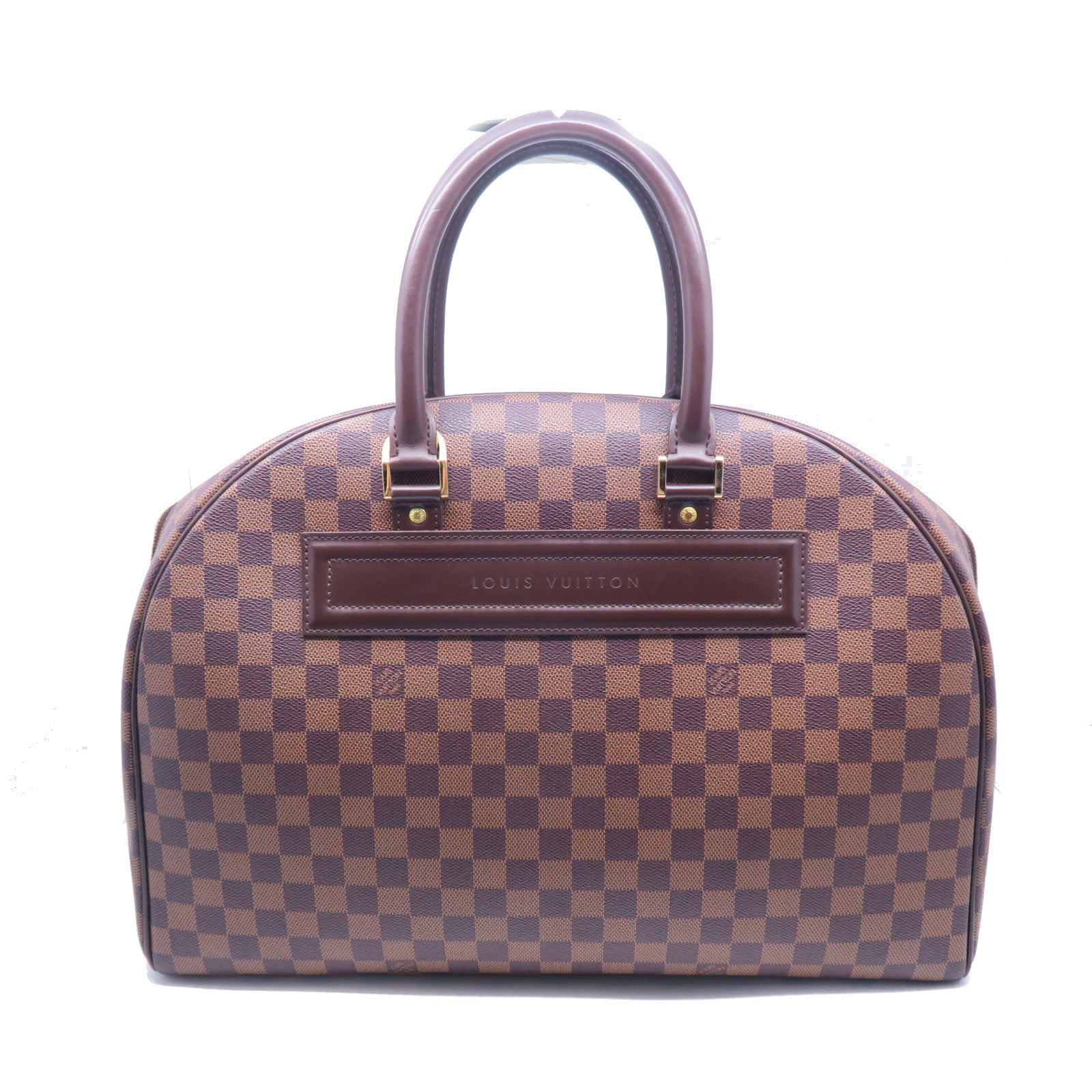 LOUIS VUITTON Damier Nolita 24金扣手挽袋棕色