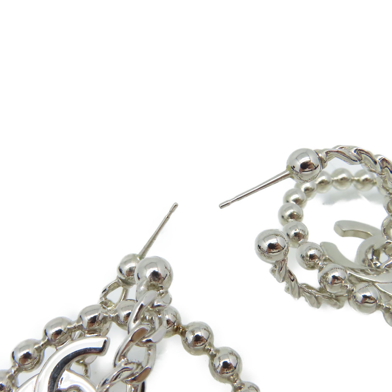 CHANEL 金屬CC Earrings耳環銀色