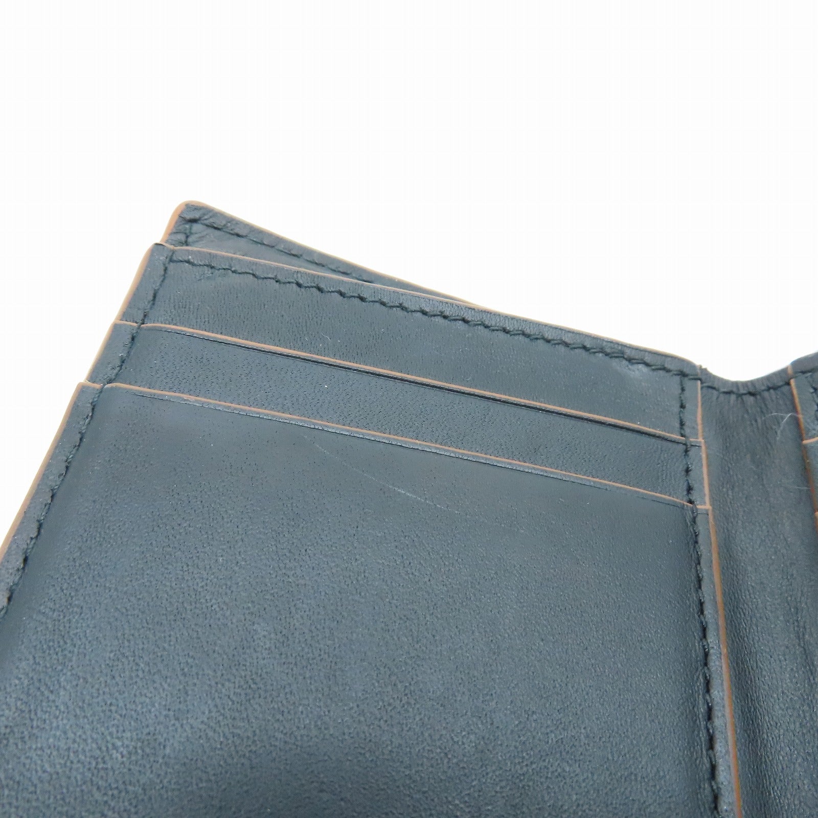 LOEWE Sheepskin Leather Card Case Black Brown