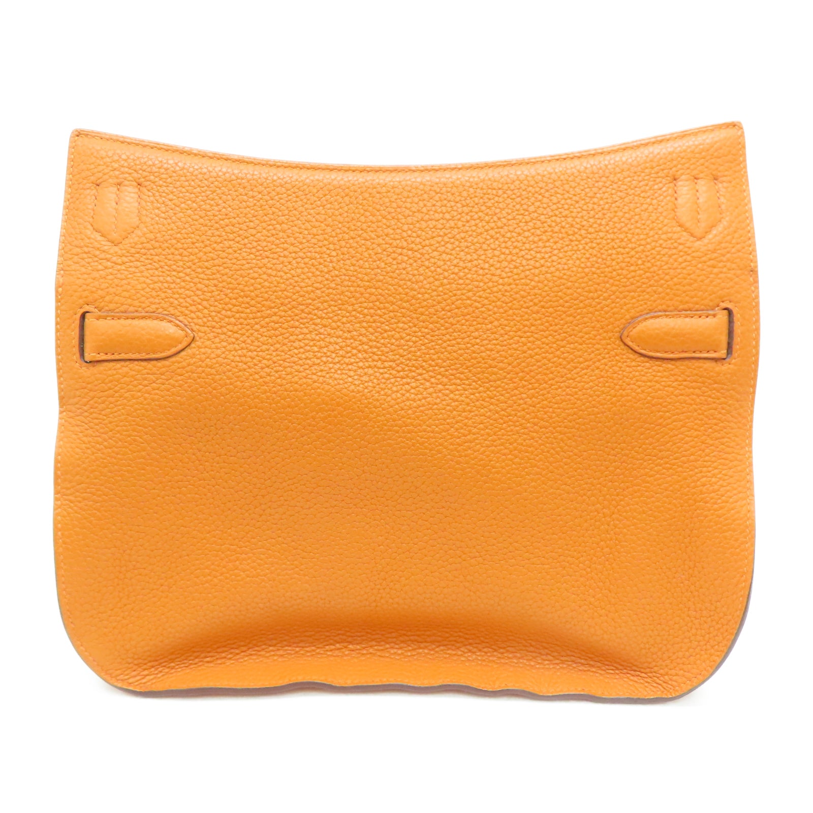 HERMES Taurillon Clemence皮革Jypsiere 28銀扣肩背袋火橘色