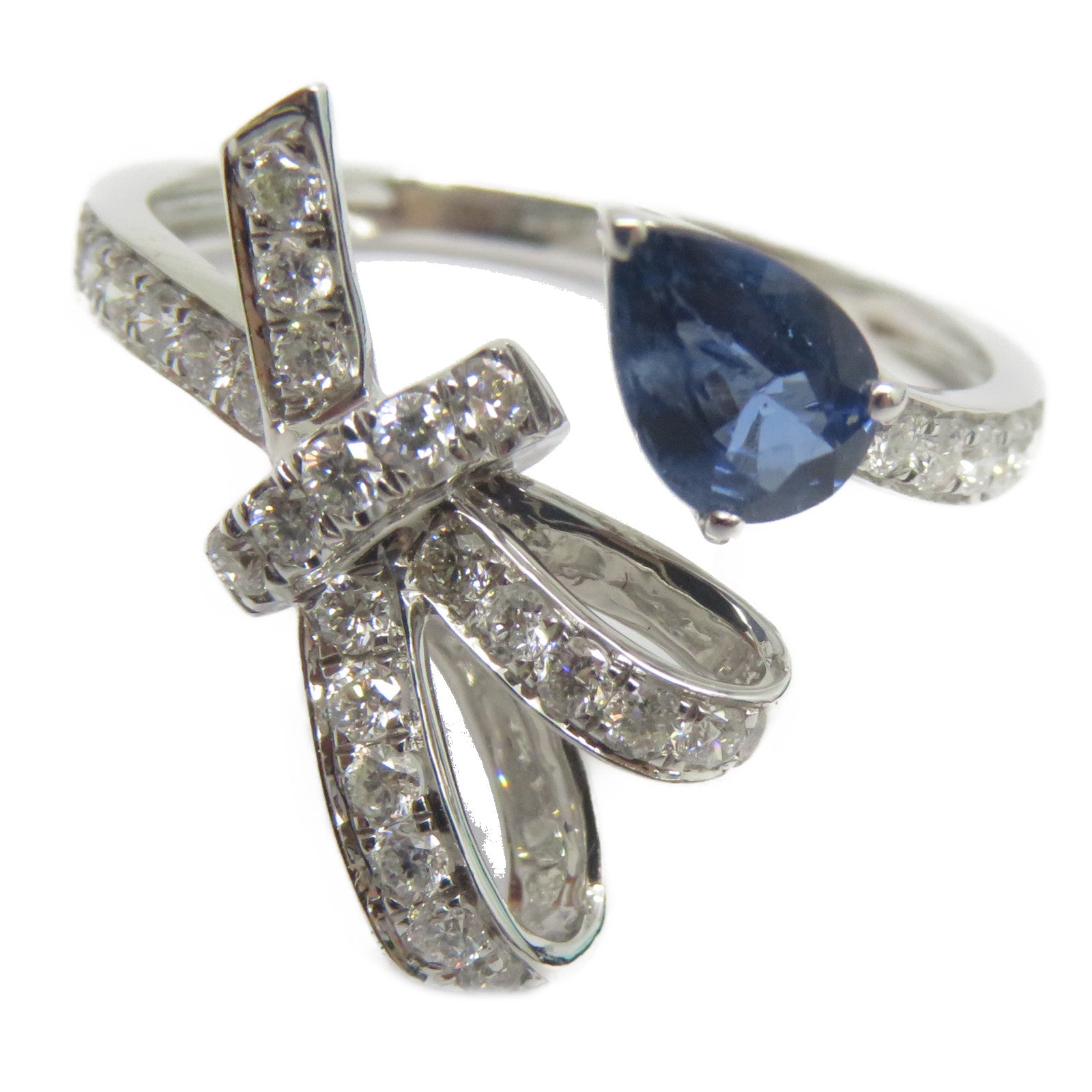 JEWELRY 18K白金Sapphire Diamond Ring 0.46ct藍寶石/0.372ct鑽石戒指US#6.5