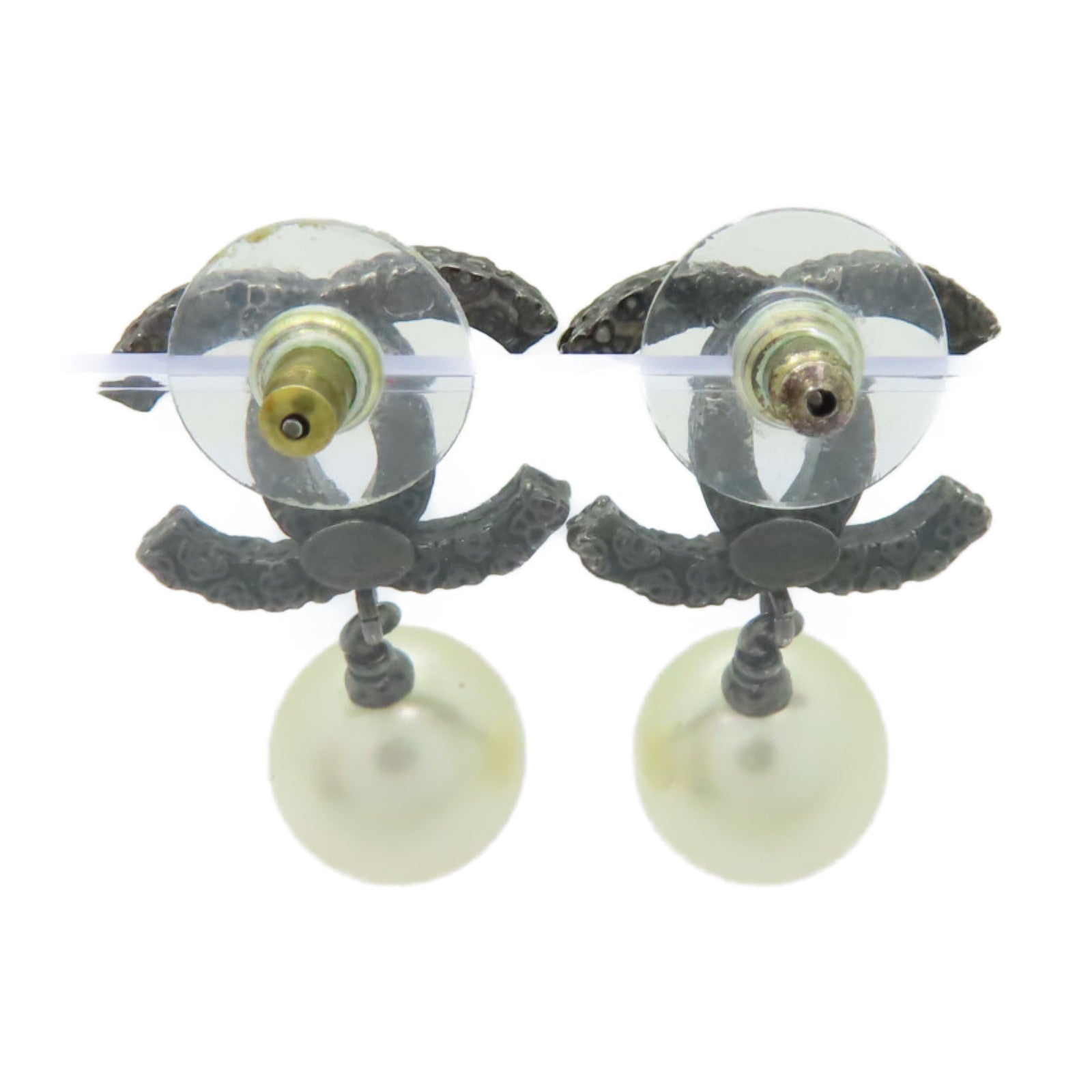 CHANEL 金屬Earrings耳環黑色/白色