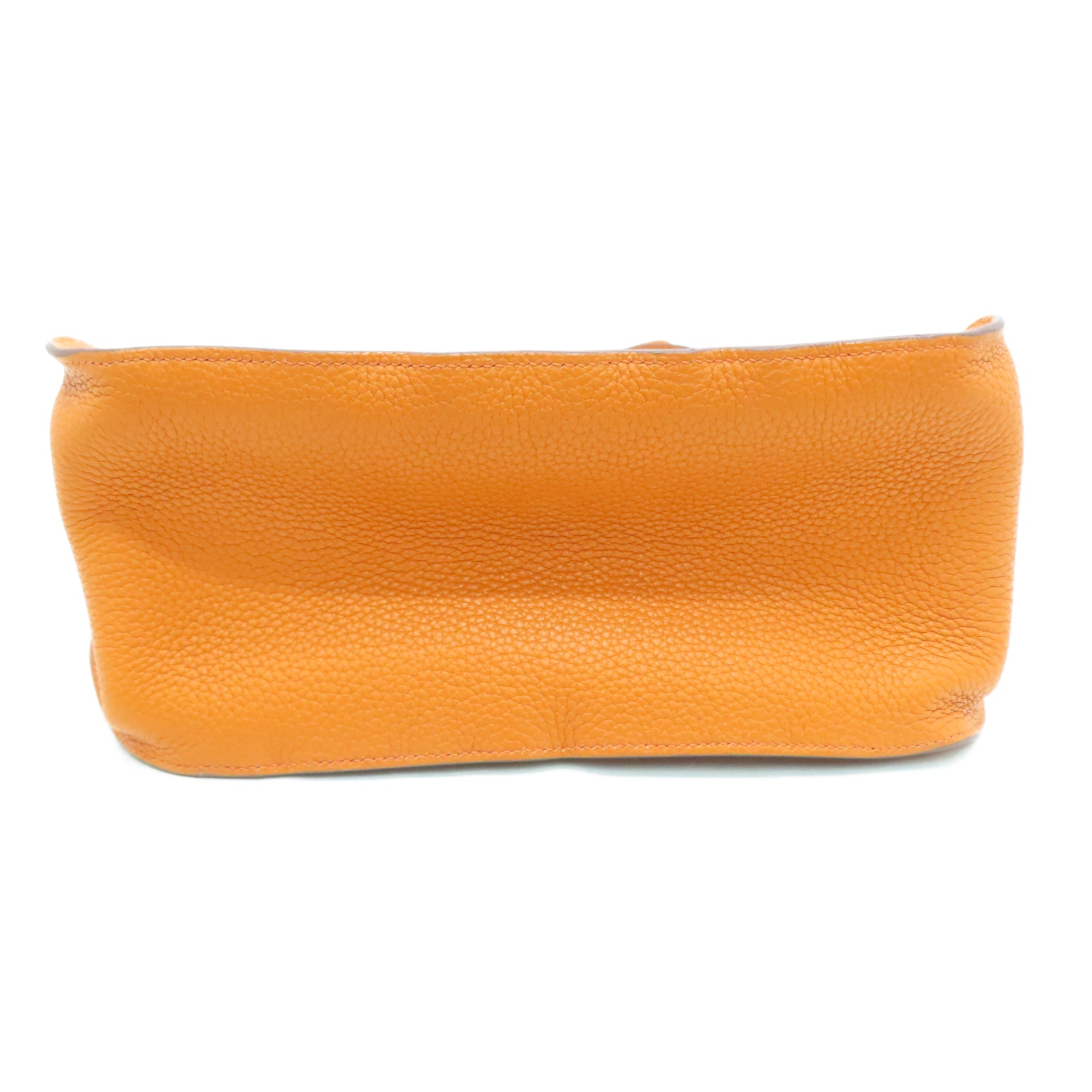 HERMES Taurillon Clemence皮革Jypsiere 28銀扣肩背袋火橘色