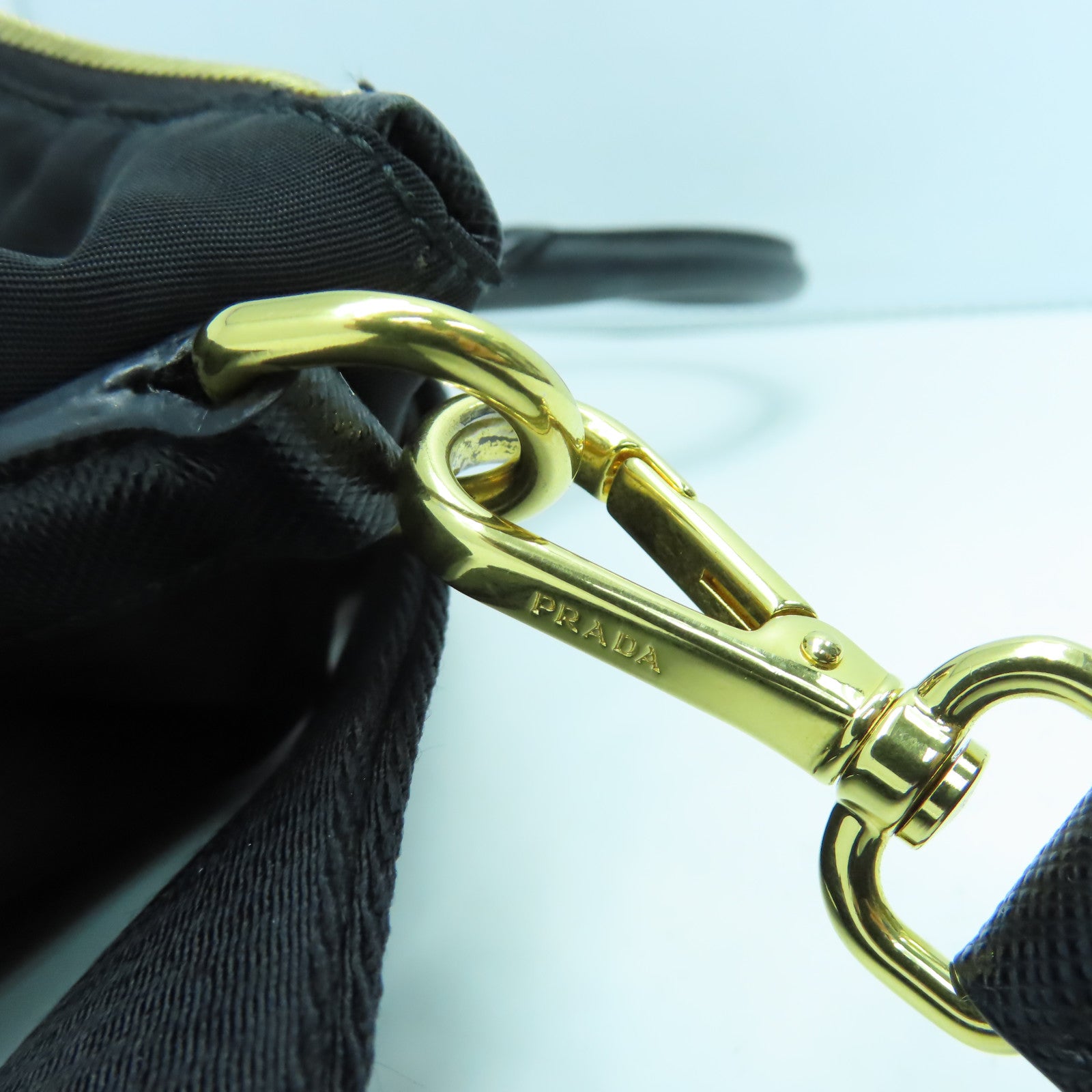 PRADA 尼龍/牛皮皮革2 Way Shoulder Bag金扣手挽肩背兩用袋黑色