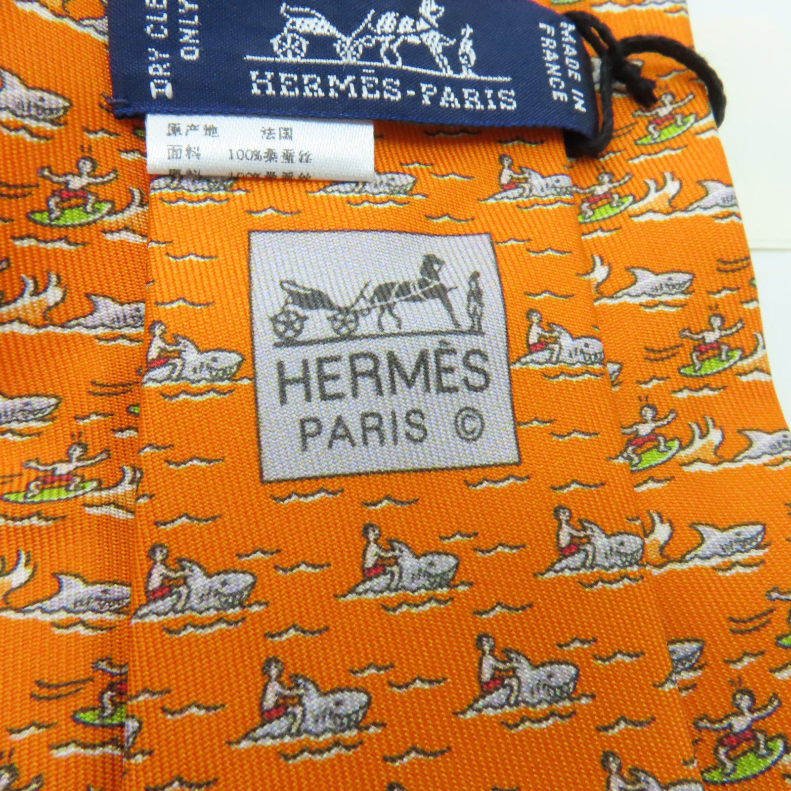 HERMES 丝质Necktie领带橙色