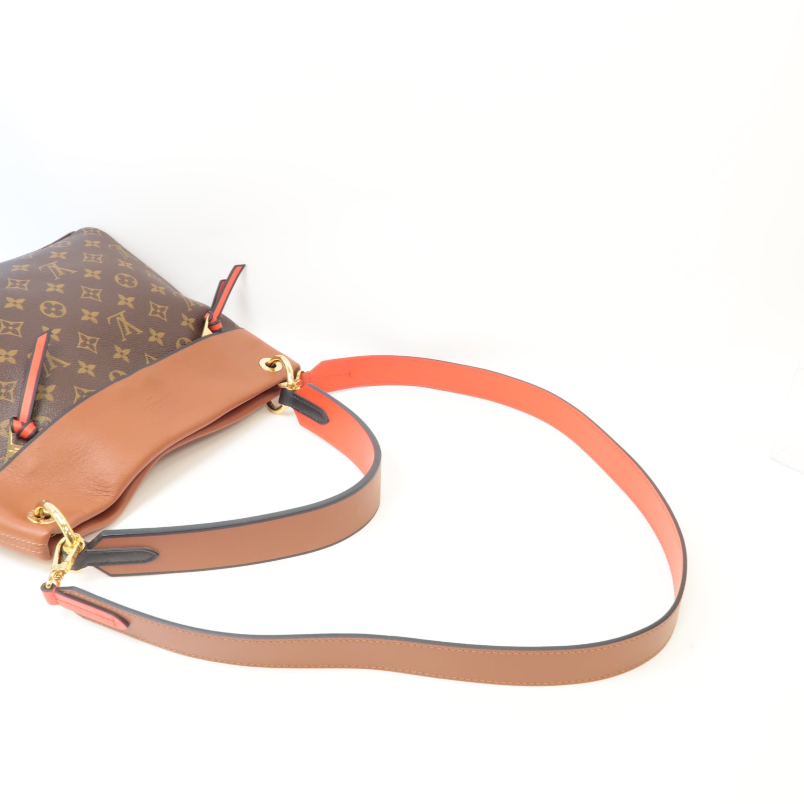 LOUIS VUITTON Monogram Tuileries Besace金扣手挽肩背兩用袋啡色/紅色
