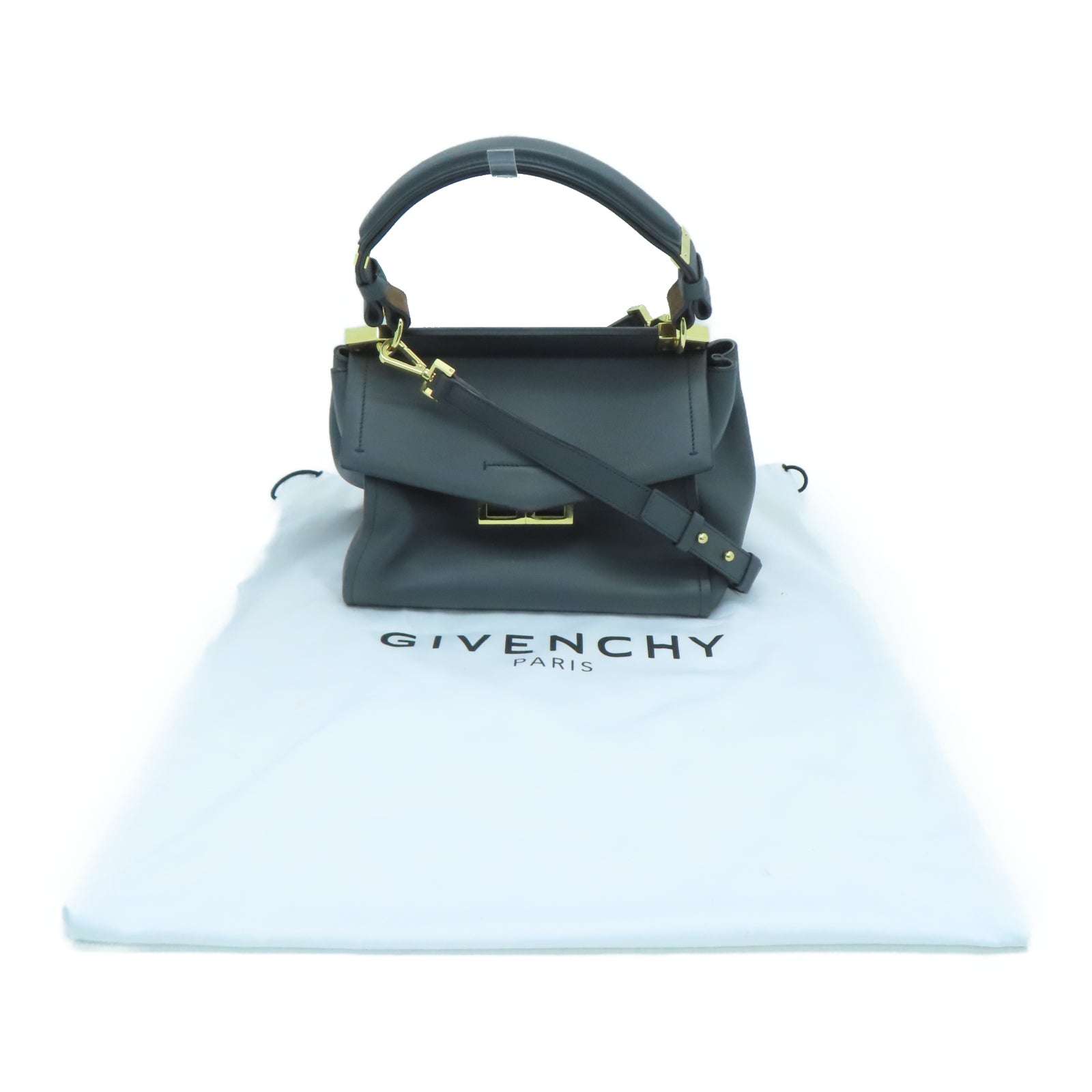 GIVENCHY 牛皮皮革2 Way Bag金扣手挽肩背两用袋灰色